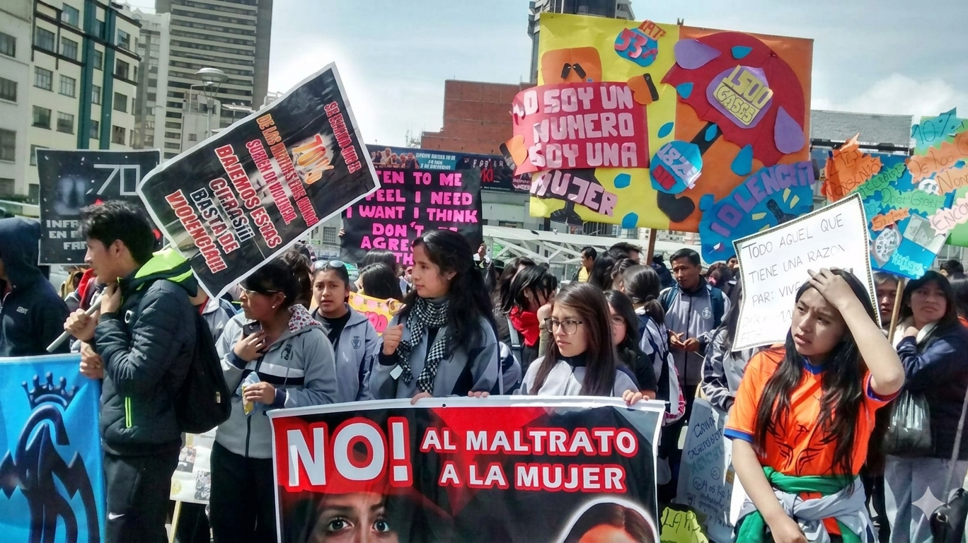 Mujeres indígenas liderando protesta pacífica